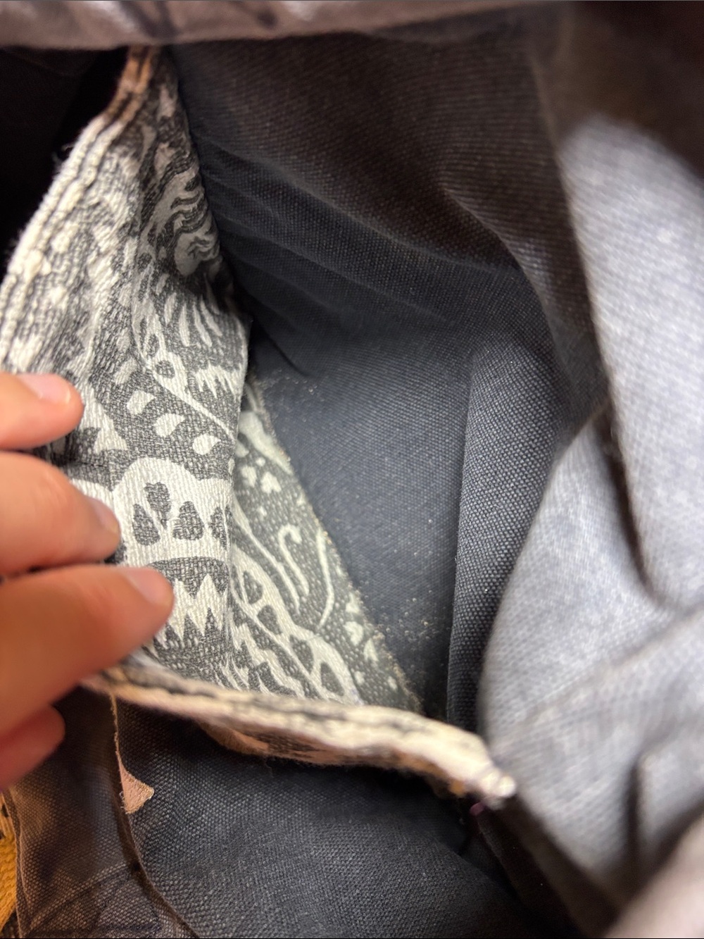 100% Cotton Handmade Gray & White Tote with Gold Logo - Picture 7 of 14